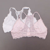 Felina Women's 2 Pack Lace Bralettes With Modal Lining Pink / White Large