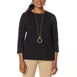 Slinky Brand Women's 3/4 Sleeve Textured Knit Top