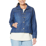 DG2 by Diane Gilman Women's Plus Size Lightweight SoftCell Chambray Jacket
