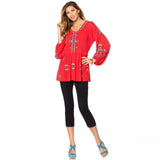 Curations Women's Embroidered Long Sleeve Tunic Top