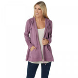 LOGO by Lori Goldstein Washed French Terry Crochet Zip Up Hoodie