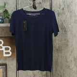 DG2 by Diane Gilman Women's Short-Sleeve Mesh Inset V-Neck T-Shirt