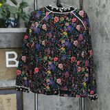 LOGO by Lori Goldstein Women's Mixed Print Picot Trim Woven Jacket Black Large