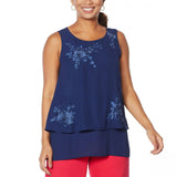 DG2 by Diane Gilman Women's Plus Size Embroidered Easy Tank Top
