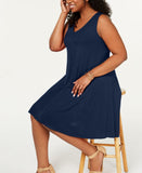 Style & Co. Plus Size Solid Crisscross-Back Dress. 100022370W Ink Blue 1X