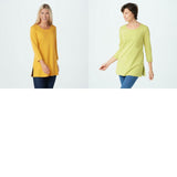 Isaac Mizrahi Live! Women's Essentials Pima Cotton Tunic Top with Long Side Slits