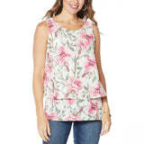 DG2 by Diane Gilman Women's Printed Mixed Media Easy Tank Top