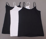 Felina Women's 3 Pack Cotton Stretch Camisoles Black/ White/ Black Large