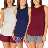 Jane and Bleecker Women's 3 Pack Lounge Tank Tops Plum / Oatmeal / Blue Medium