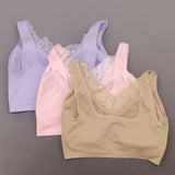 Rhonda Shear Women's Plus Size 3 Pack Lace V-Neck Ahh Bras