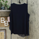 Nina Leonard Women's Plus Size Sleeveless Mixed Media Tiered Tank Top