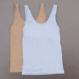 Rhonda Shear 2 Pack Seamless Tank Tops with Shelf Bra Nude/ Blue XL