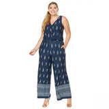 Curations Women's Plus Size Printed Knit Jumpsuit