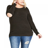 City Chic Women's Trendy Plus Size Elbow Cutout Sweater