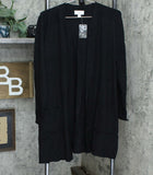 Belle by Kim Gravel Feather Knit Open Front Long Cardigan