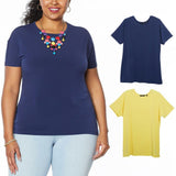 IMAN Women's Plus Size 2 Pack City Chic Short Sleeve T-Shirts With Necklace