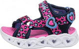 Skechers Girls' Lifestyle Lights Heart Savvy Cat Sandal Hot Pink / Blue 1