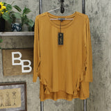 DG2 by Diane Gilman Women's Plus Size Ruffled Knit Hi Low Hem Top