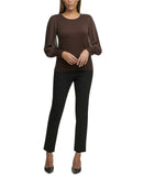 Calvin Klein Women's Sheer Sleeve Fine Guage Knit Sweater