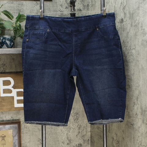 DG2 by Diane Gilman Classic Stretch Pull On Bermuda Shorts Indigo Plus 2X