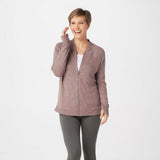 AnyBody Women's Hacci Knit Bomber Jacket Smokey Taupe Medium