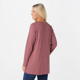 Denim & Co. Women's Essentials Interlock V-Neck Tunic Top