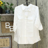 Charter Club Women's Plus Size Button Up Linen Utility Shirt