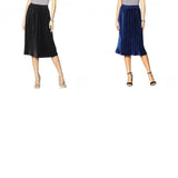 LaBellum by Hillary Scott Women's Plus Size Soft As Velvet A-Line Pleated Midi Skirt