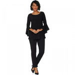 Women with Control Women's Flounce Sleeve Top With Slim Ankle Pants