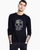 INC International Concepts Men's Cashmere Blend Sequin Skull Sweater Black 2XL