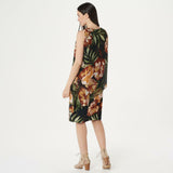 Susan Graver Women's Liquid Knit Dress With Chiffon Overlay