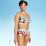 Kona Sol Women's Ribbed Medium Coverage High Waist Bikini Bottom