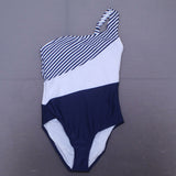 Kona Sol Women's One Shoulder One Piece Swimsuit Navy / White Small