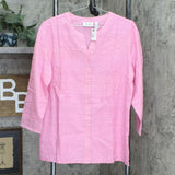 NWT Denim & Co. Eyelet Button Front Shirt and Tank Set. A351579 Large
