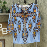 Belle by Kim Gravel Women's Boho Tie-Front Blouse With Tassel