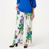 Dennis Basso Women's Floral Luxe Crepe Wide Leg Pants