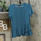 DG2 by Diane Gilman Women's Sustainable Bamboo Crossover Peplum Top Teal XS