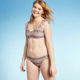 Xhilaration Women's Geo Stripes Strappy Sides Bikini Bottom