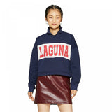 Wild Fable Women's Collared Cropped Laguna Graphic Varsity Sweatshirt