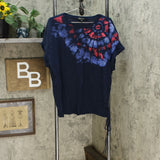 DG2 by Diane Gilman Women's Tie Dye Side T-Shirt Navy Large