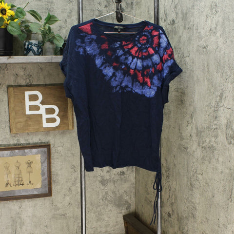 DG2 by Diane Gilman Women's Tie Dye Side T-Shirt Navy Large