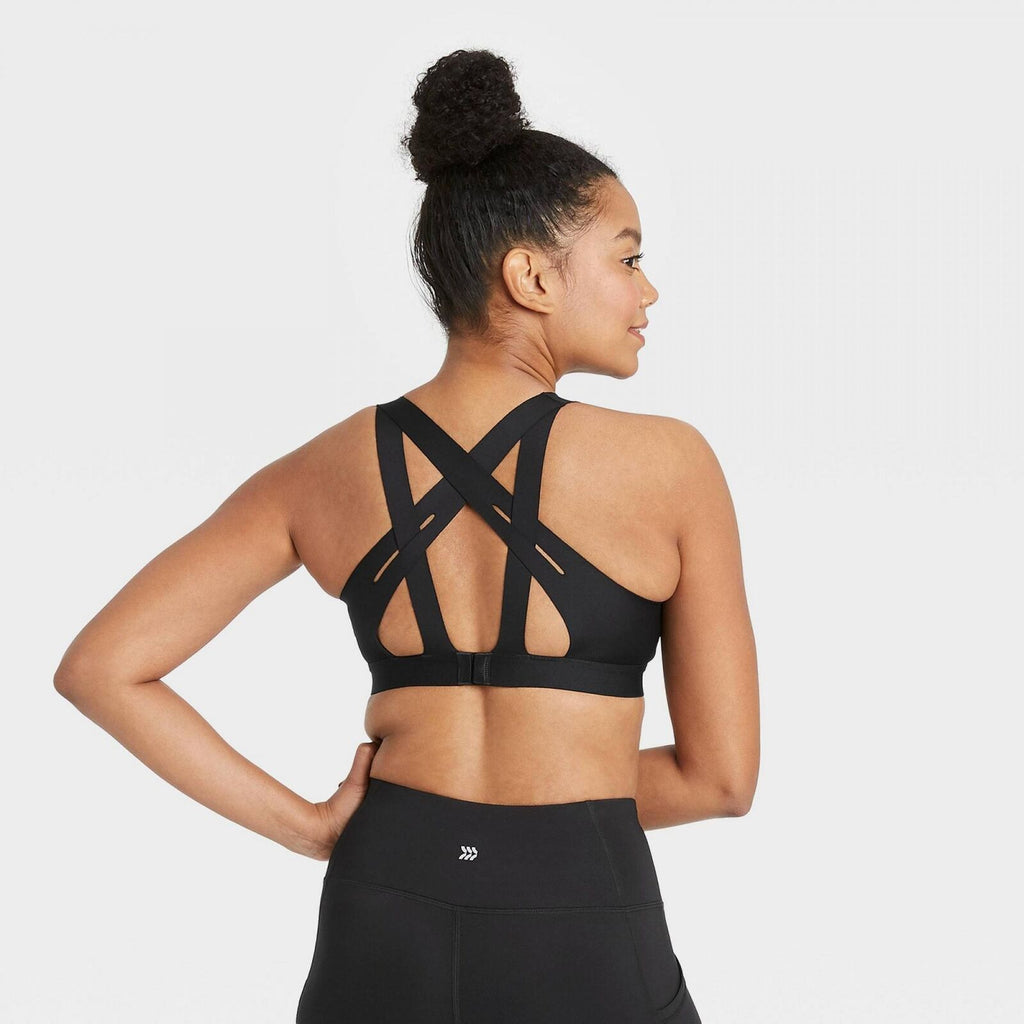 All In Motion Women's Medium Support Strappy Back Bonded Sports Bra