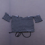 Xhilaration Smocked Underwire Off The Shoulder Bikini Top Black Stripe Small