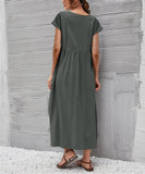 La Mode Womens Pleated Short-Sleeve Midi Dress BJHAL