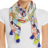 Echo Women's Spring Patchwork Oblong Scarf with Tassels