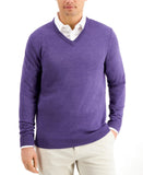 Club Room Men's Solid V-Neck Merino Wool Blend Sweater