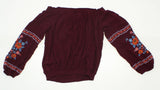 Xhilaration Women's Off The Shoulder Gypsy Blouse Maroon Large