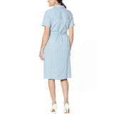 DG2 by Diane Gilman SoftCell Stripe Duster Dress Chambray Blue Large