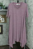 LOGO by Lori Goldstein Lounge Handkerchief Hem Jersey Dress Maple Large