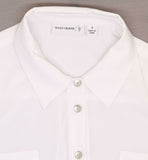 Susan Graver Stretch Woven Button Front Long Sleeve Shirt. A264455 White Reg 4